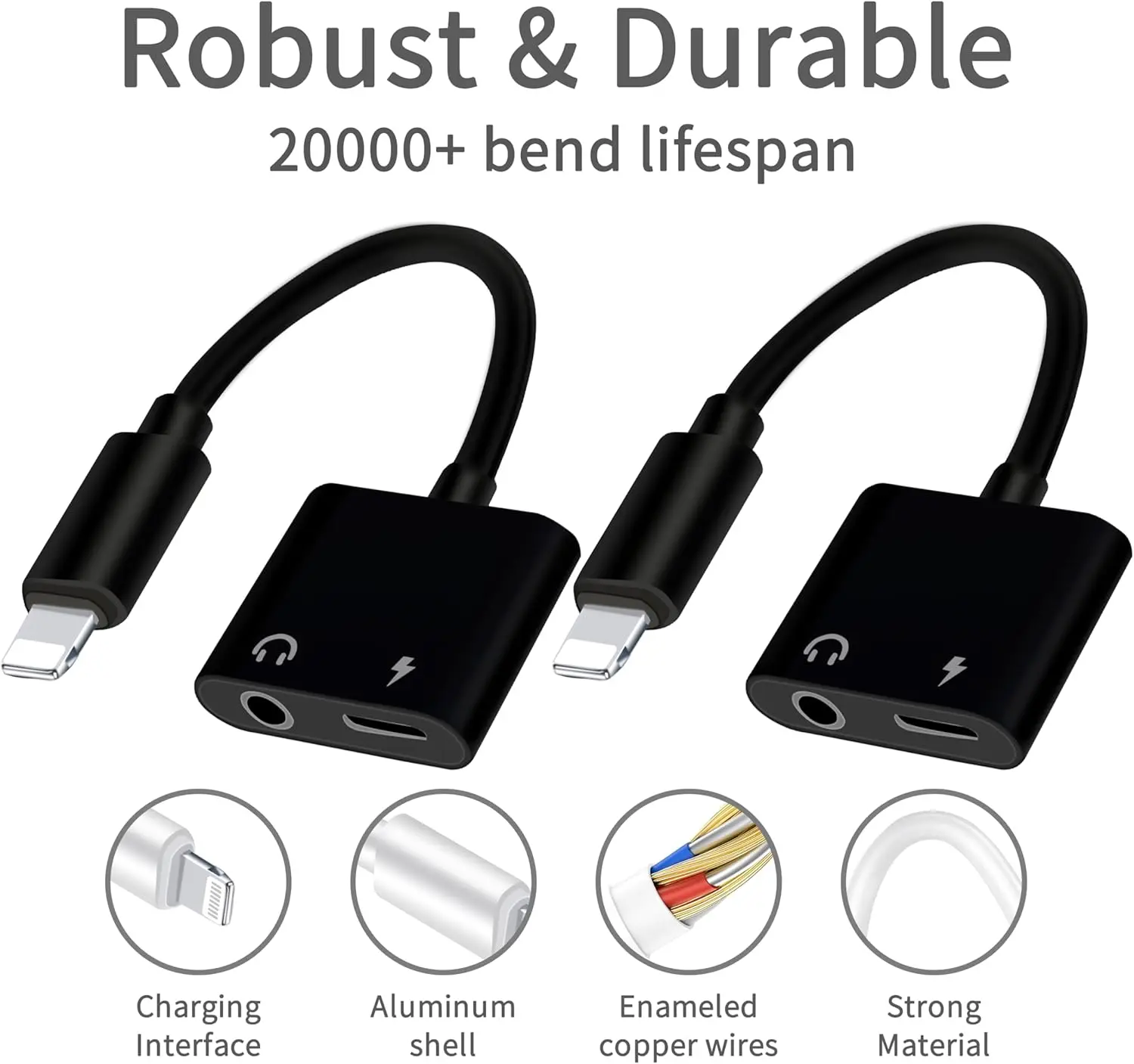 عبوتان من محول مقبس سماعة الرأس Lightning إلى 3.5 ملم لهواتف iPhone، معتمد من MFi، ومقسم صوت وشاحن Aux، iPhone 14–7 #3