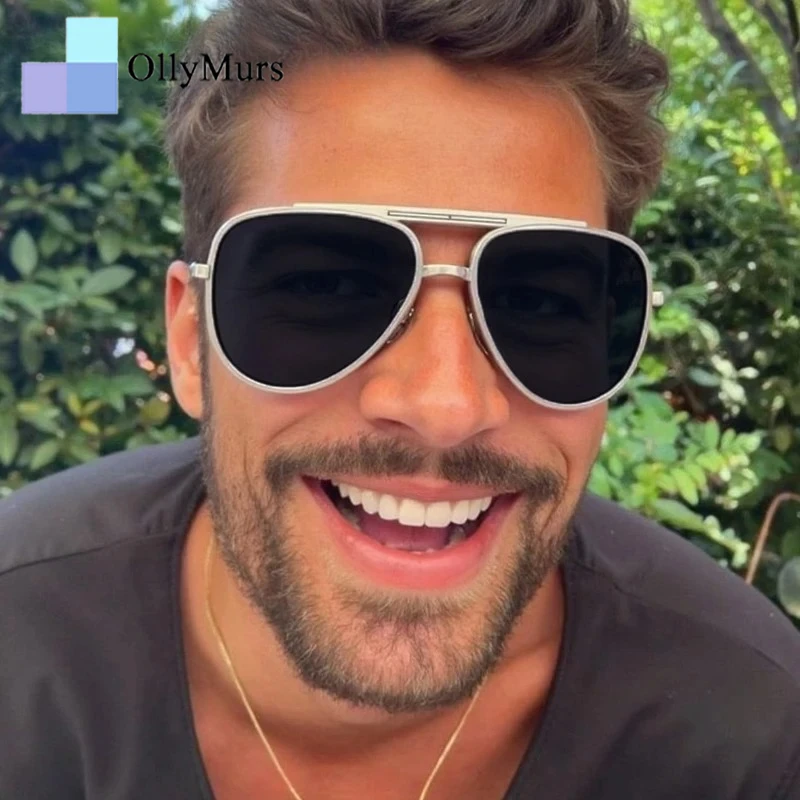 المتضخم الطيار فاسق UV400 النظارات الشمسية الفاخرة الرجال الرجعية البيضاوي Steampunk نظارات شمسية الذكور نظارات معدنية إطار نظارات BrandShades