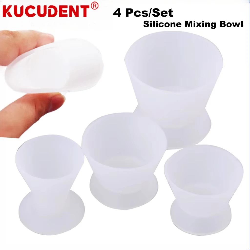 4pcs Dentist Materials Silicone Mixing Bowl Flexible Self Solidifying Mixing Rubber Bowl Clean Dishes laboratory Dental Tools