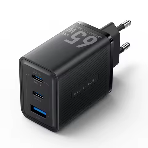 Carregador Vention GaN 65W/70W/100W com Carregamento Rápido PD QC para Celular iPhone 17 16 Samsung S25 Xiaomi Laptop USB C