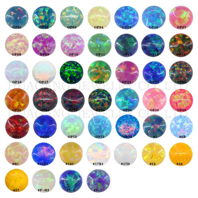 

OP01~OP74 Opal Loose Beads Flat Base Cabochon Jewelry Mixed Synthetic Created Gemstones Stone Round Multicolor Opals