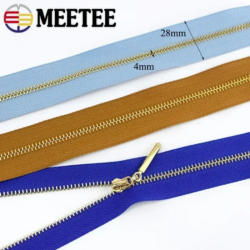 5 pz 3 # cerniere in metallo 15/18/20/25/30cm chiusura lampo borsa tasca denti dorati Zips abbigliamento Zip Reapir Kit accessorio per cucire fai da
