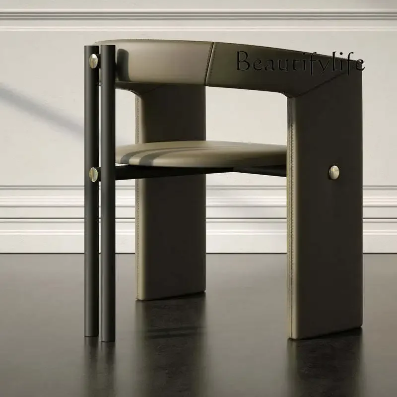 

XR Nordic Light Luxury Solid Wood Stainless Steel Living Room Leisure Chair Dining Chair Simple Modern Reception Negotiation Cha