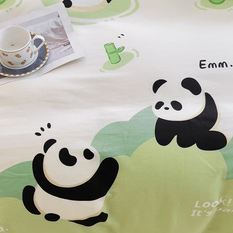 Cute Pandas Duvet Cover 100% Cotton Bedding for Kids Boys Girls Teens Cartoon Animals Sage Green Milk Velvet Comforter Covers