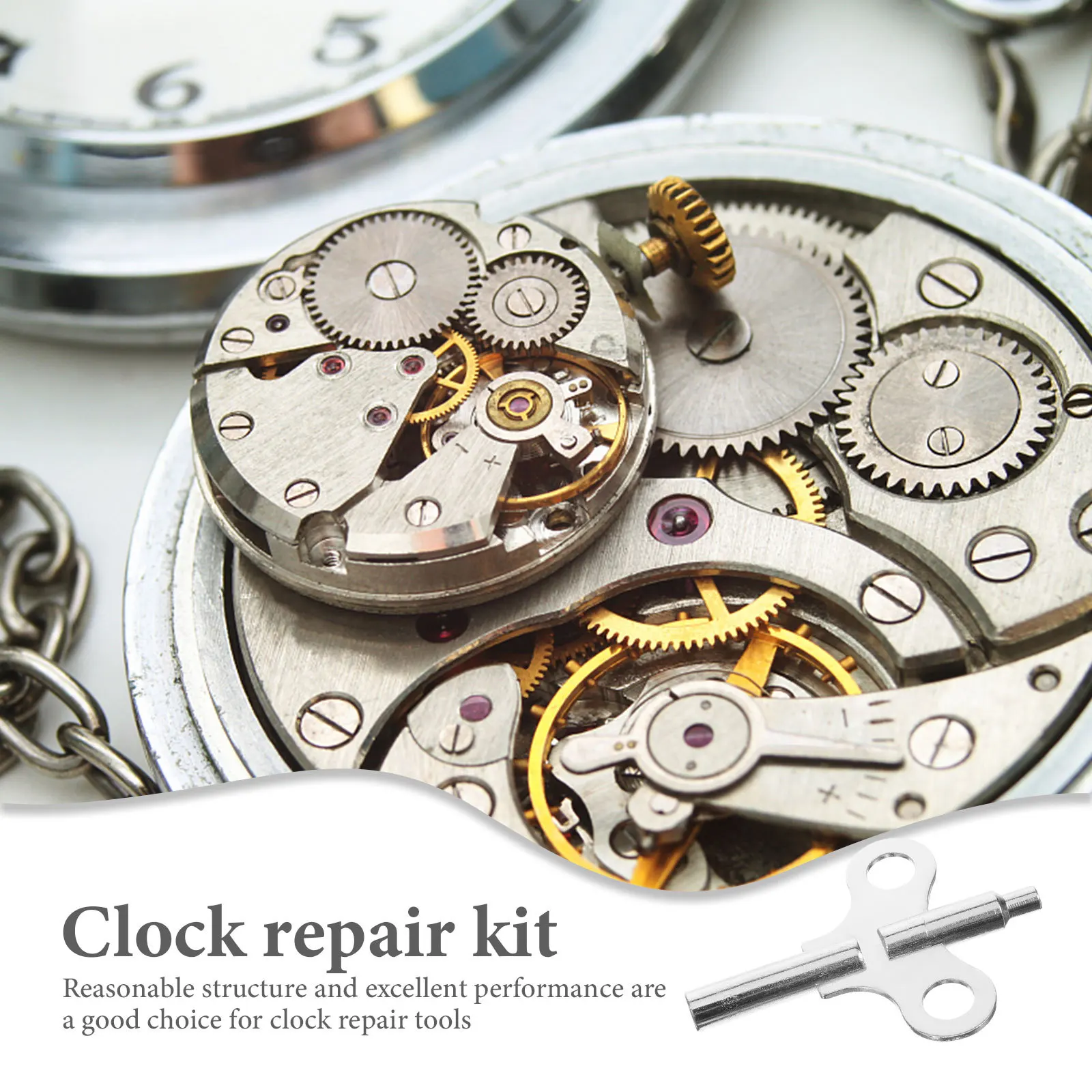 

2Pcs Sturdy Clock Winders Lightweight Suitable Size No Burrs Easy Use Clock Repairing Keys Metal Winding Keys Winding Chain Tool