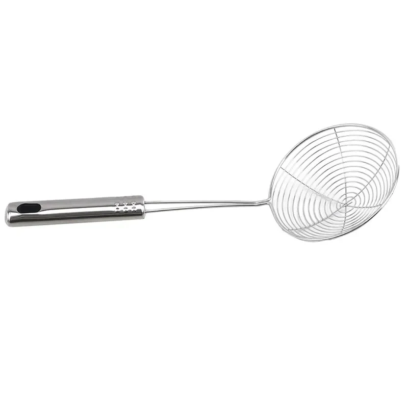 Stainless Steel Oil Skimmer Oval Filter Mesh Food Strainer Kitchen Frying Colander Cookware Oval Food Skimmer Filter Mesh