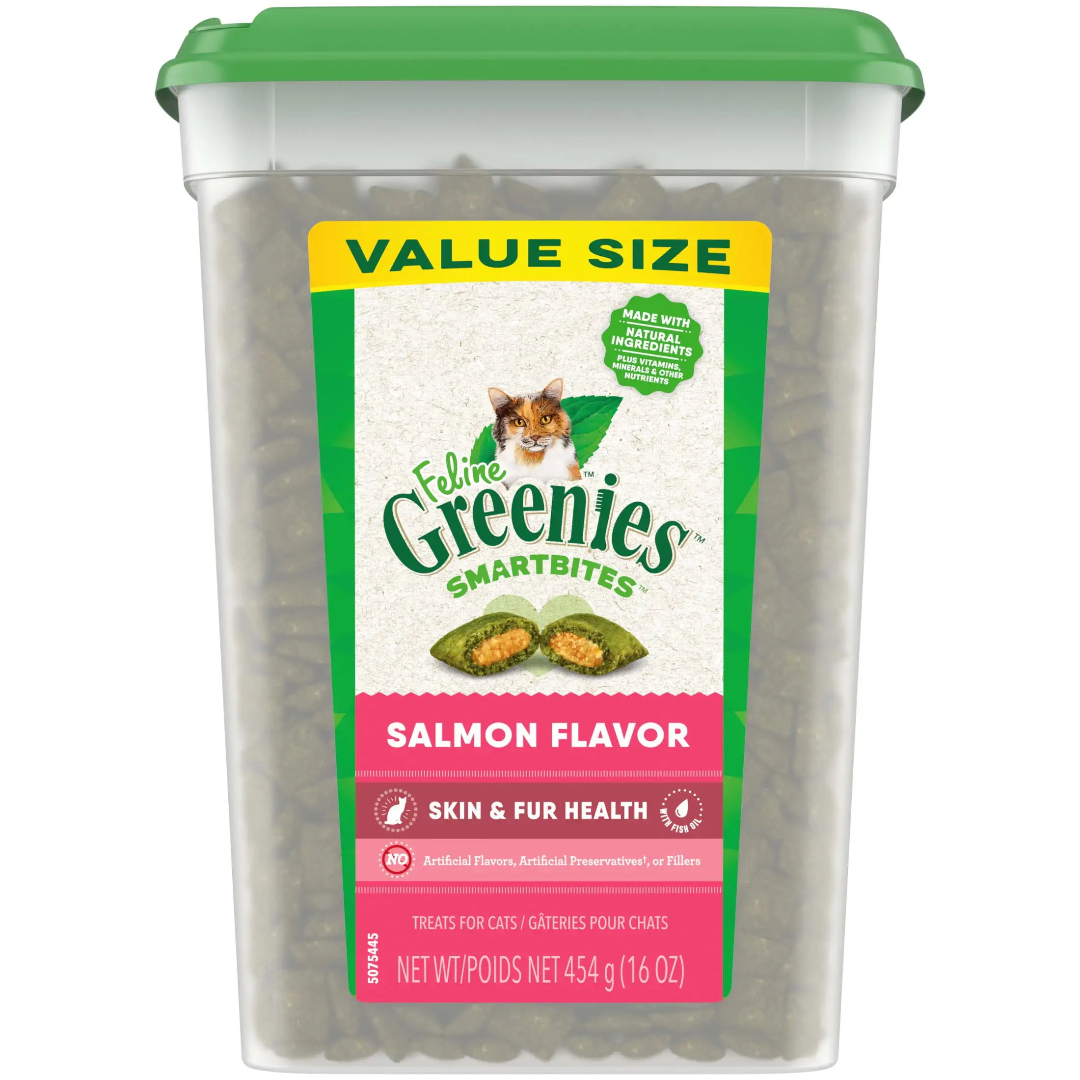 

Greenies ароматы лосося, мягкие Хрустящие сухие лакомства для кошек, емкость 16 унций