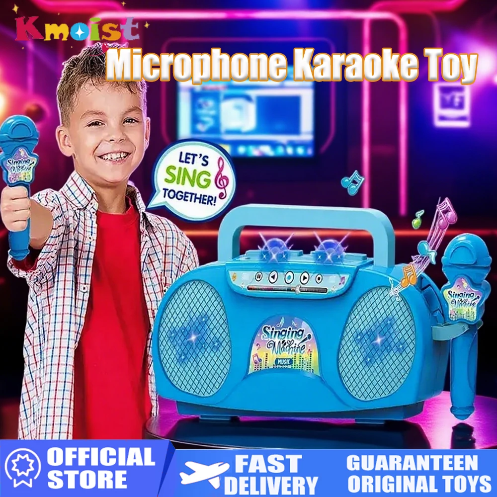 Microfone máquina de karaokê instrumento musical crianças brinquedos com luz interior ao ar livre viagem brinquedo educativo presentes para crianças meninas
