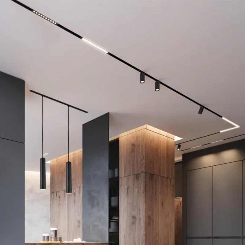 

Magnetic Track Spotlights DC48V 12W 24W Livingroom Lighting linesWithout amain light ultra-thin Magnetic attraction lamps