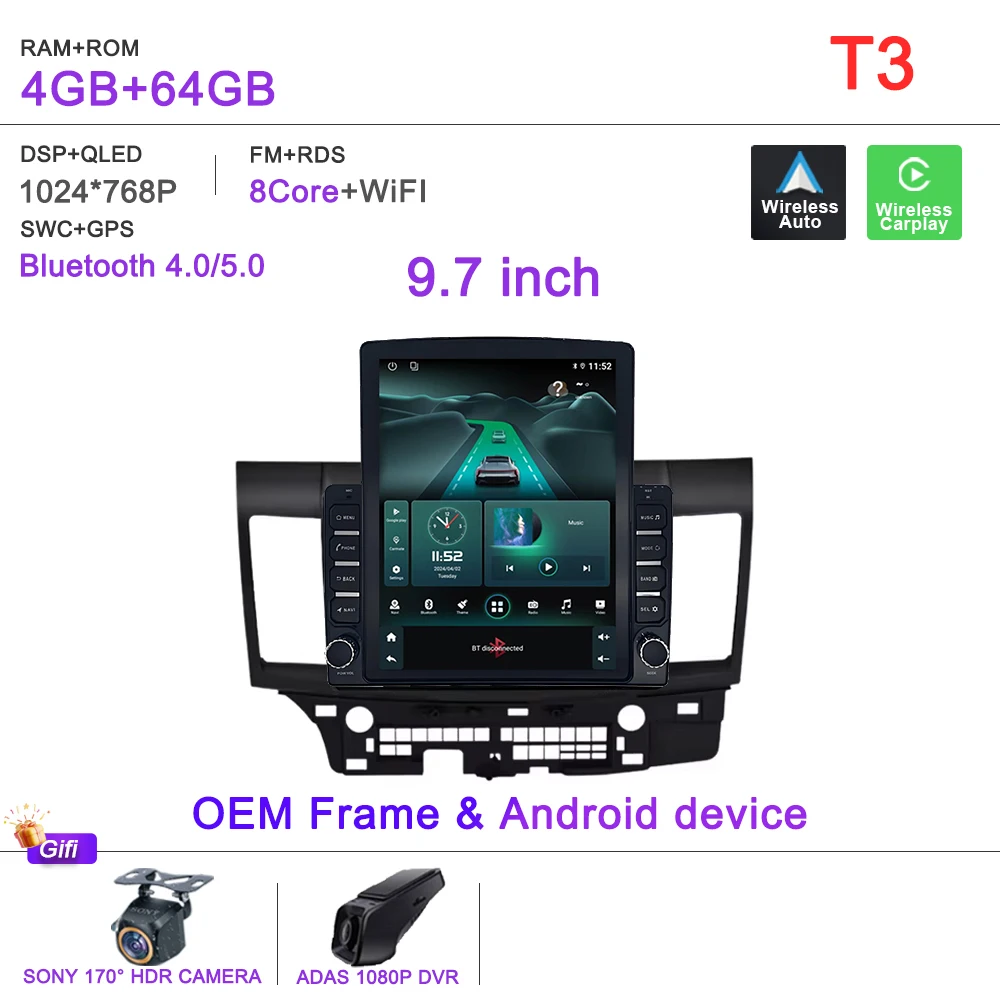 Android 15 Auto Voor Mitsubishi Lancer 10 CY 2007-2017 GPS Navigatie High-performance CPU Dvd-speler auto Stereo Head Unit Wifi