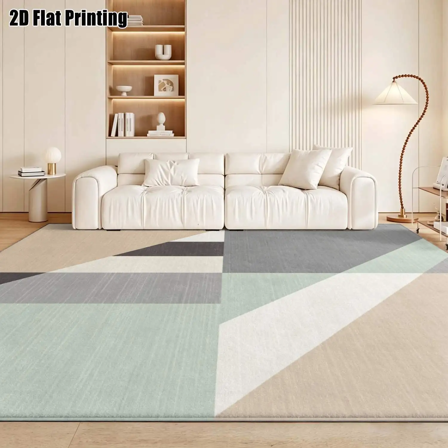 1Pc 2D Printed Morandi Geometric Color Block Carpet, Nordic Modern Minimalist Home Decor Rug, Multi-Size Machine Washable, for Entrance, Dining, Foyer, Study, Living Room, Bedroom