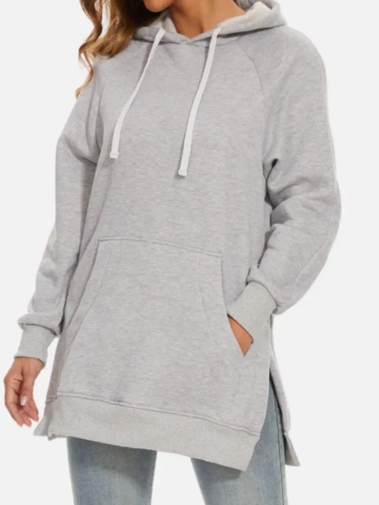 Casual Solid Hooded Hoodie For Women Fashion Long Sleeve Pullover Loose Top Lady Sports Streetwear Womens Clothing Autumn Winter