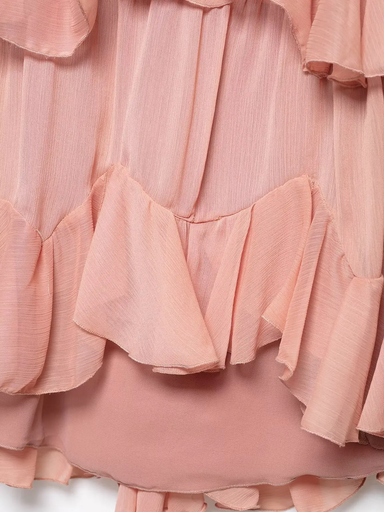 Asymetryczna sukienka z falbanką na imprezę na lato z dekoltem w szpic w jednolitym kolorze różowa moda damska sukienka wsuwana Streetwear wakacyjne ubrania damskie