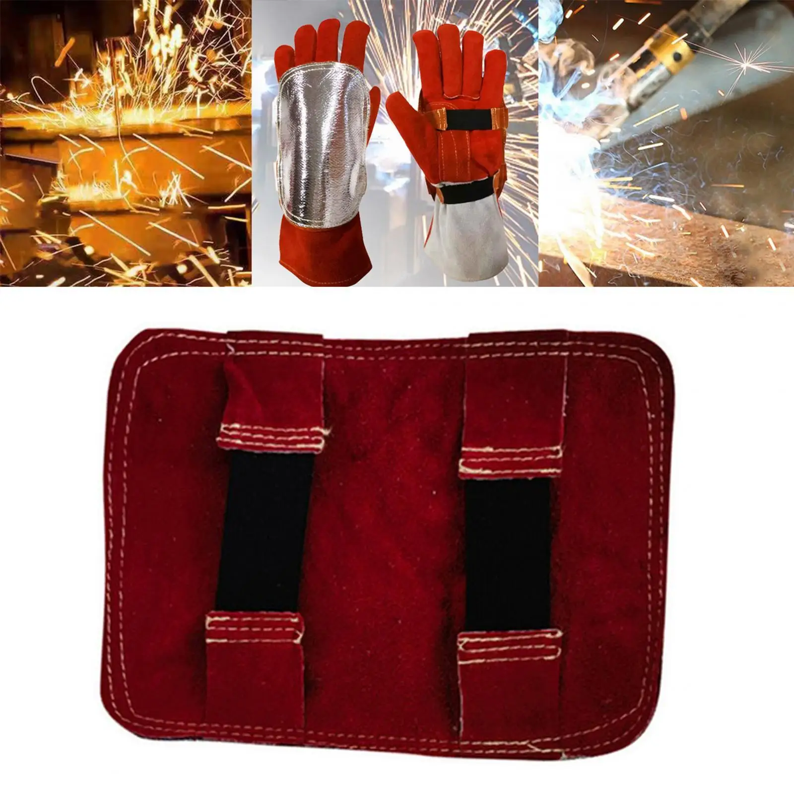 Couro Calor Soldagem Luvas Pad, resistente a altas temperaturas, caldeira Industrial, forno de soldador, fundição de metais, corte, camping