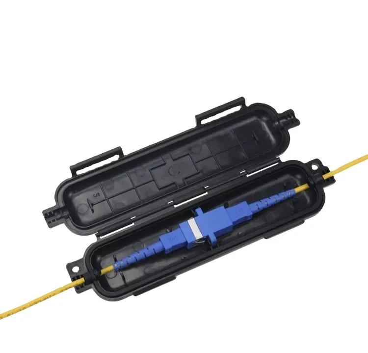 FTTH Drop Cable Splicing Protective Sleeve SC Adapter Connection 1 Core Fiber Optic protection Box  Drop Cable ProtectorFTTH Fib