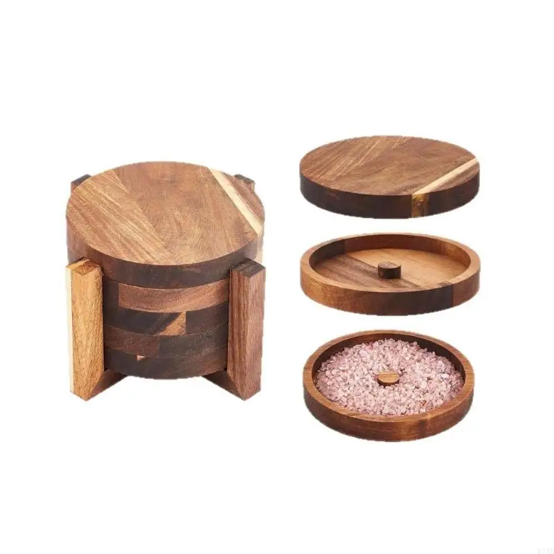 Wooden Drink Seasoning Tray Set With 3 Compartments For Salt Sugar Lemon Juice Customizable Design Bar Tool 37JD