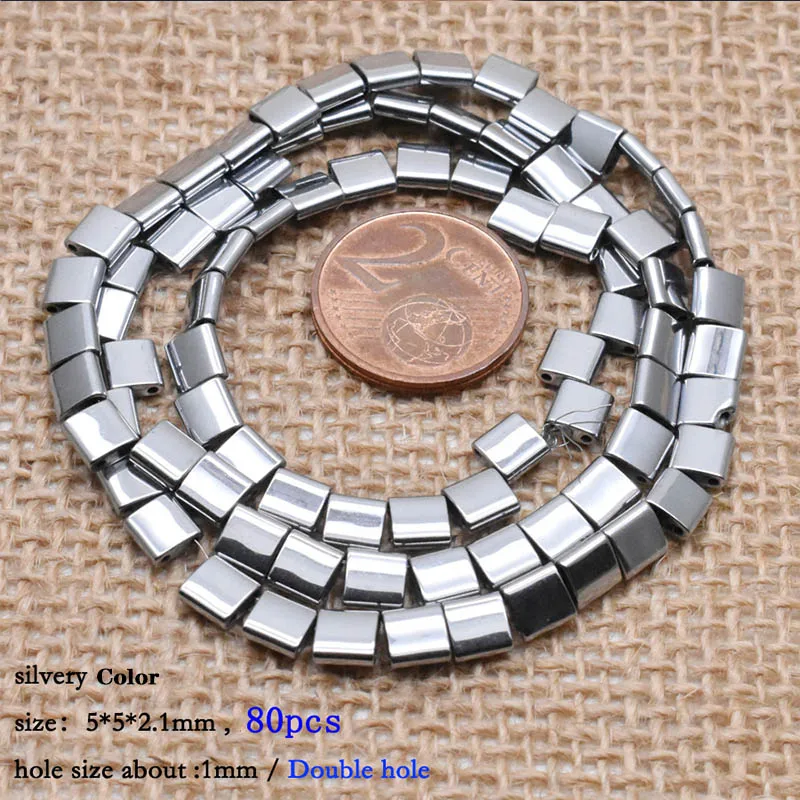 Natürliche Stein Perlen Matte Bunte Mineral Zwei Löcher Hämatit Perlen Quadratische Spacer Perlen Für Schmuck Machen Geschenk DIY Armbänder