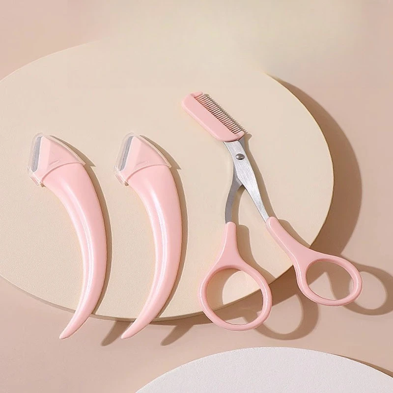 Newest Eyebrow Trimming  Eyebrow Face Razor For Women Professional Eyebrow Scissors Comb Brow Trimmer Scraper Accessories 1PCS
