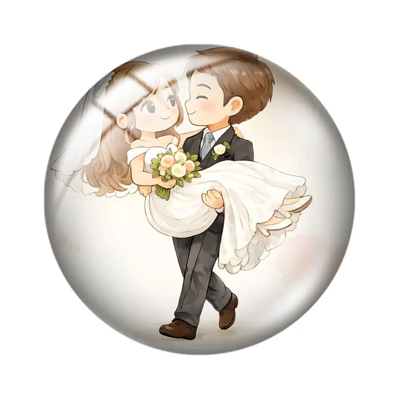 Bridal and groom clip art 10pcs 12mm14mm/16mm/18mm/20mm/25mm Round Photo Glass Cabochon Demo Flat Back Making Findings Jewelry