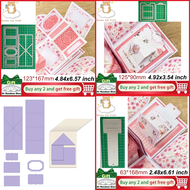 (3 Stile) EXPLODING BOX TWIST POP MECHANISM Metall-Stanzformen, Scrapbooking, Schablonen, Papierform, Klinge, Stanzen, Kartenherstellung, Stanzschnitte