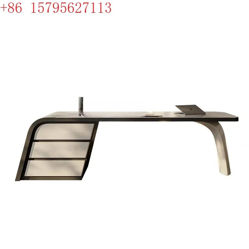 

02Modern Italian Stone Plate Desk Light Luxury Household Minimalist Modern Desk Office Computer Desk