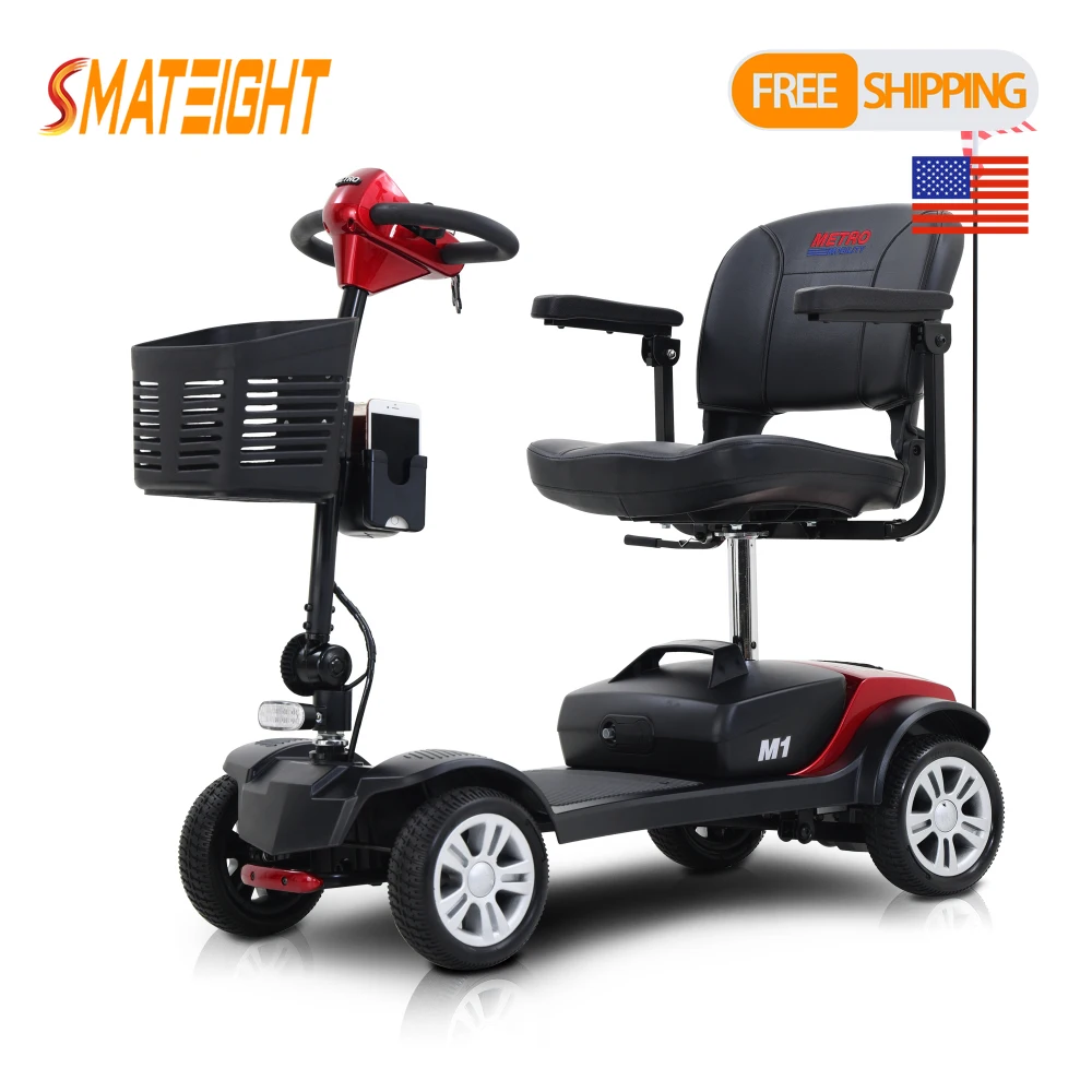 

4 Wheels Outdoor Compact Mobility Scooter with 2 in 1 Cup & Phone Holder Aluminum Alloy Frame Electric Scooter For Adults