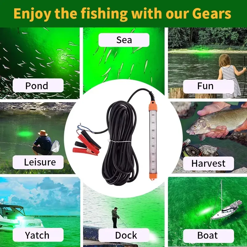 Ne'w IP68 Lâmpada de pesca LED subaquática 100W para pesca de lula IP65 dupla à prova d'água usada por barcos de pesca