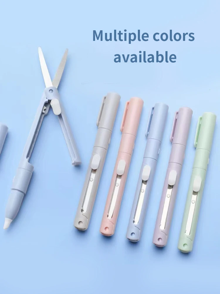 1pc Mini Tragbare Schere Papier Cutter Messer 2 In 1 Multifunktionale Tasche Stift Form Scrapbooking Carving Schneiden Kunst Werkzeuge