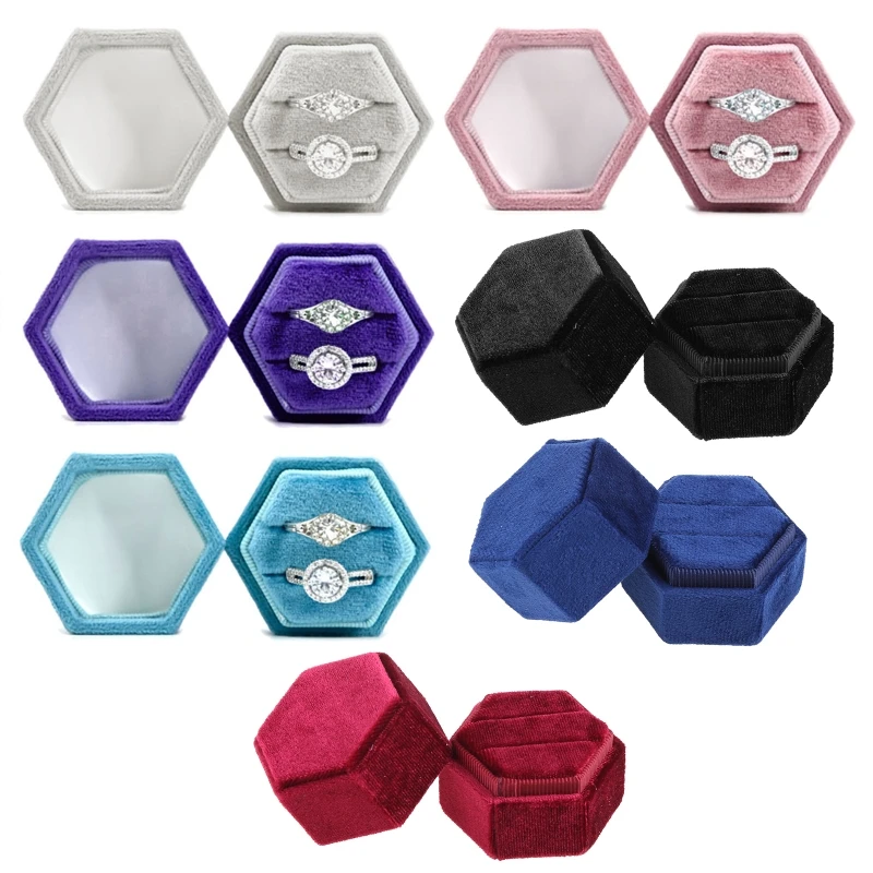 

Classic Velvet Ring Box Earring Jewelry Case Gift Boxes Organizers with 2 Slots