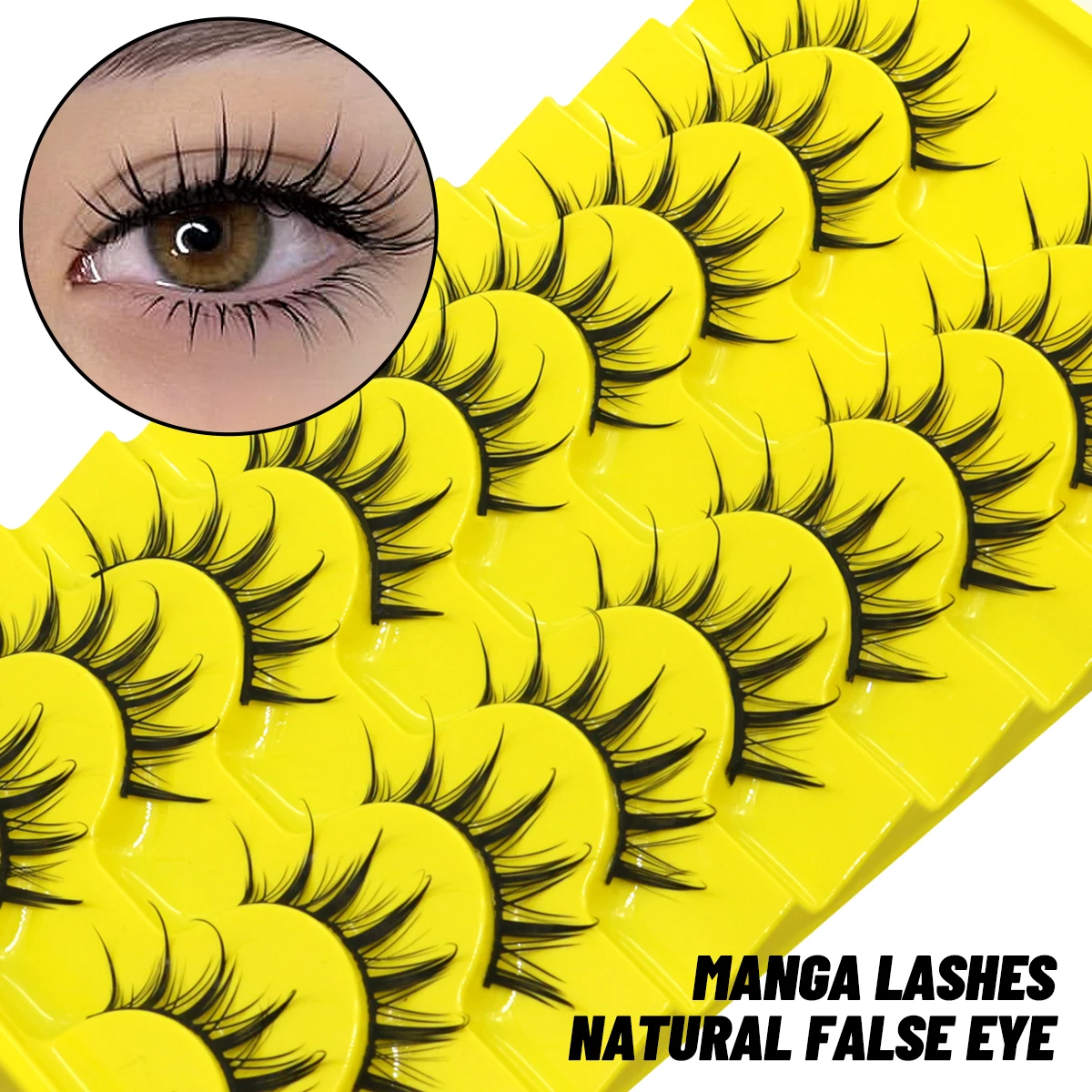 GROINNEYA Natural False Eyelashes 3D Wispy Lashes 5/7/9 pairs Manga Lashes Faux Mink Lashes Winged Natural Volume Eyelashes