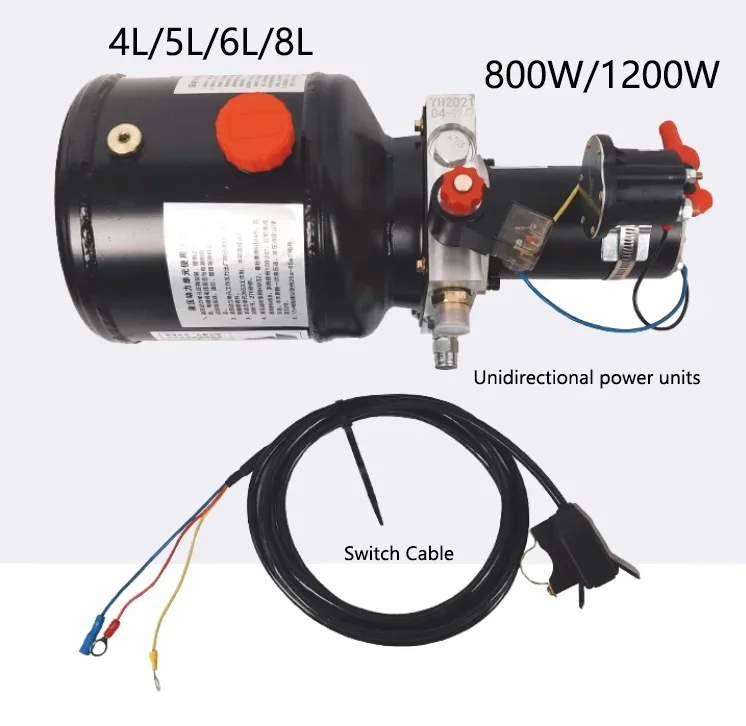 12V 24V 48V 60V 72V 800W 1200W Unidirectional Hydraulic Power Unit, Electric Three-wheel, Fuel Motorcycle Modified Dump Bucket