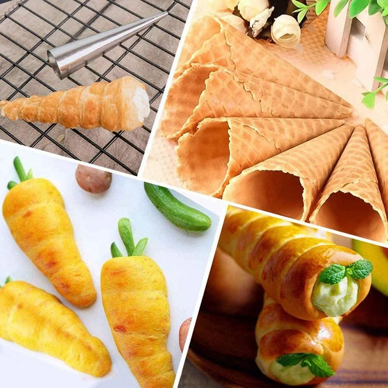 كريم القرن قالب مجموعة كريم الفولاذ المقاوم للصدأ قالب الخبز Cannoli أنبوب قوالب مخروط قالب الخبز