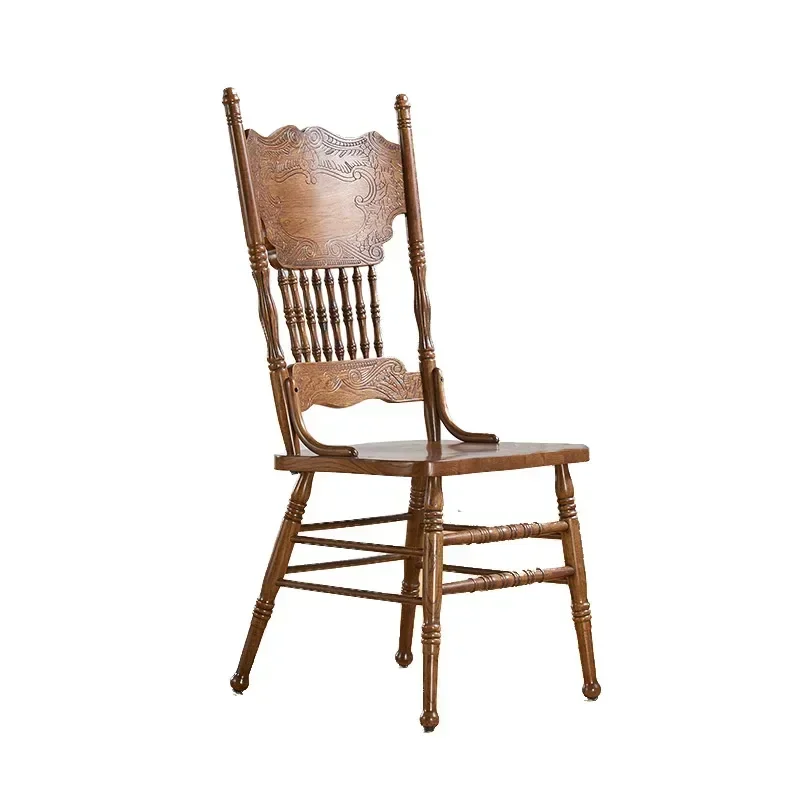 

Retro chair American French dining chair Medieval European chair Solid wood black stool