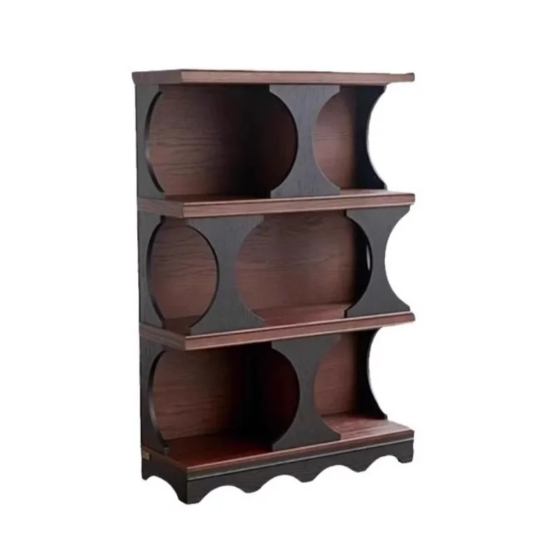 

French retro Hadid solid wood bookcase, living room display cabinet, antique study, large-capacity floor-to-ceiling bookshelf