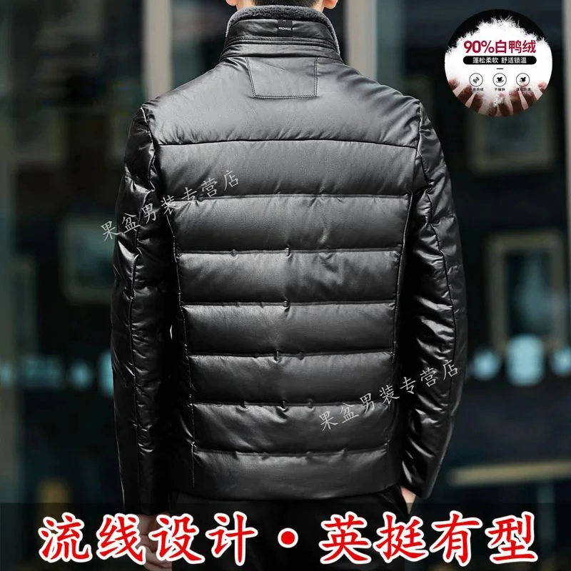 Men's Genuine Leather Jacket Winter Sheepskin Coat Man Down Male Luxury Brand Coats Puffer Men High Quality