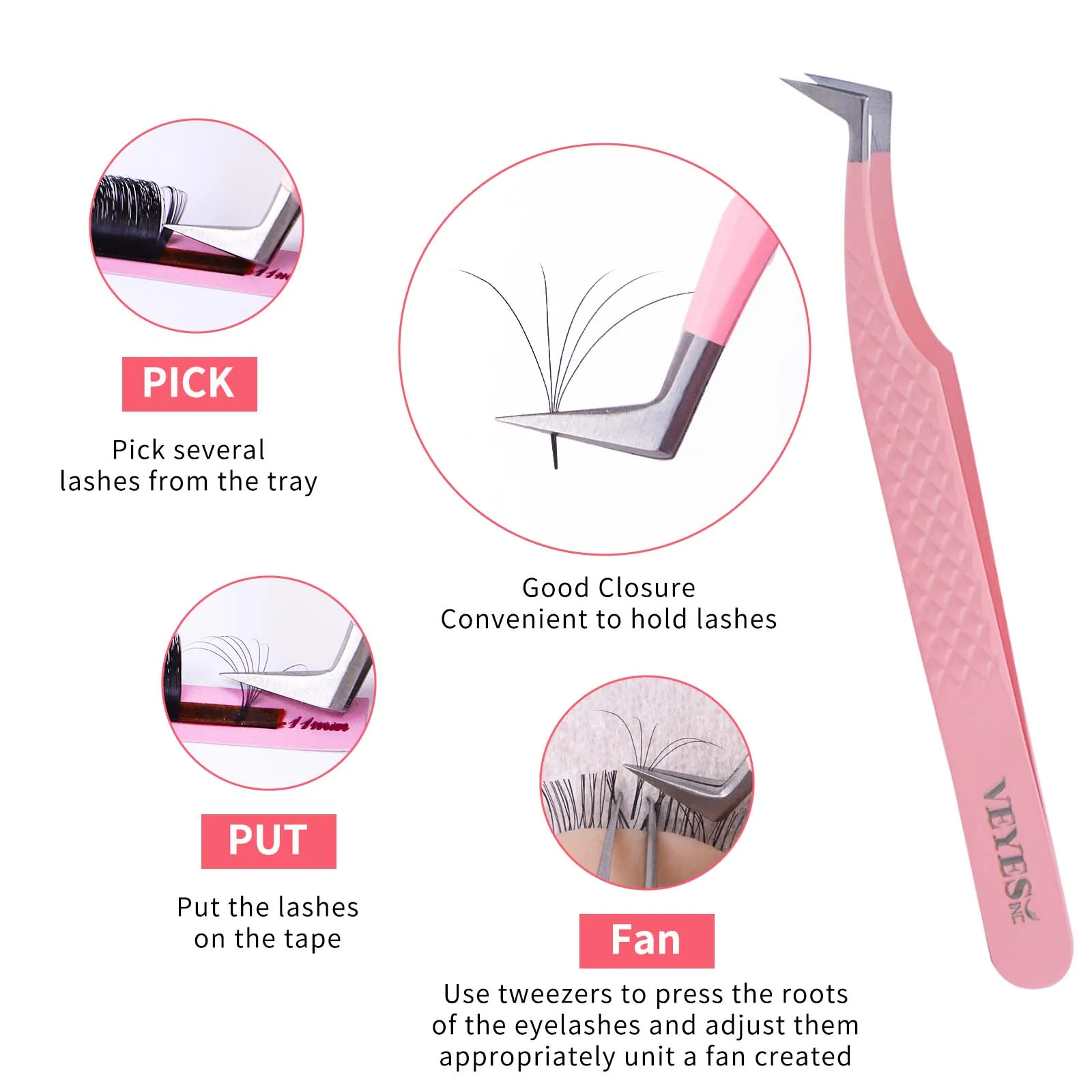 aa-hotsale-帯電防止非磁性まつげピンセットまつげエクステンション美容ファイバーチップボリュームまつげエクステンション