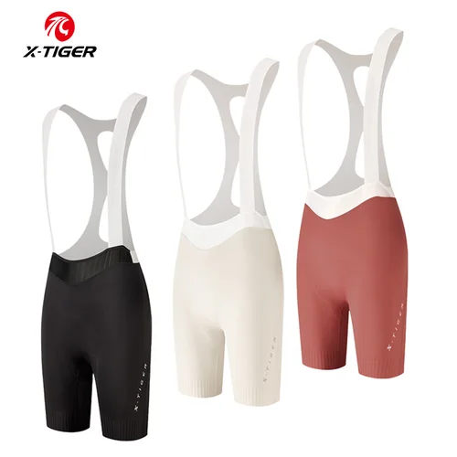 X-TIGER pantalones cortos de ciclismo para mujer 120 pantalones con pechera de ciclismo profesionales acolchados de alta densidad transpirables MTB Road 8 horas medias de bicicleta