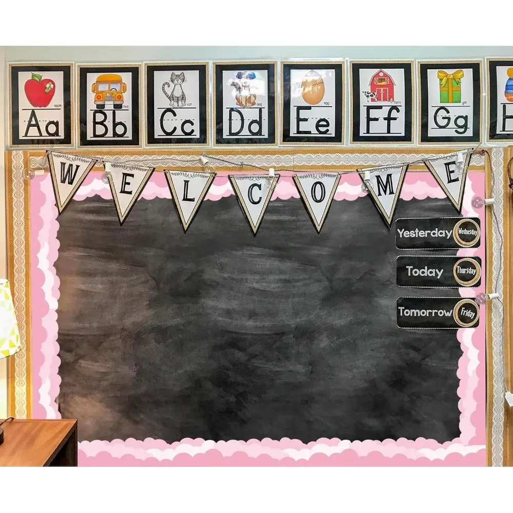 Wavy Trim Bulletin Board Trim Self-Adhesive DIY Blackboard Decorative Stickers 5M/Roll Back-to-School Decor