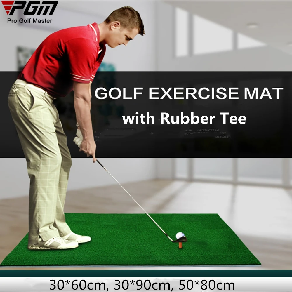 PGM Golf Swing Hitting Practice Mat Indoor Outdoor Non-Slip Artificial Turf Training Strike Pad Golf Exercise Aids with Tee Tool