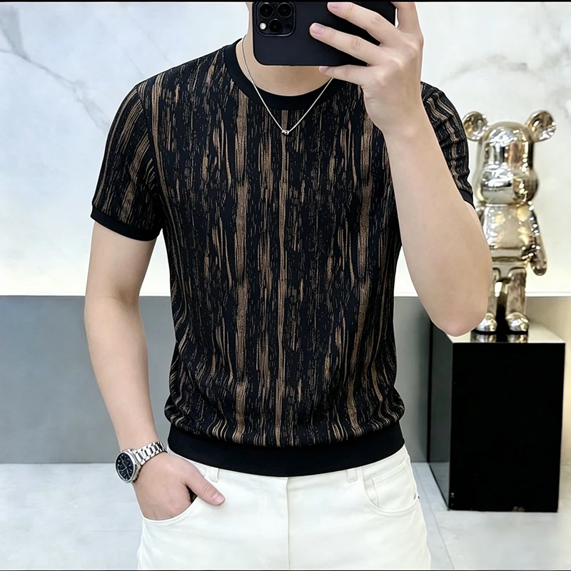 Polyamide Elastane Blend T Shirt For Men Short Sleeve Coolness Summer High-Quality Soft Comfortable Stretchy Camisetas De Hombre