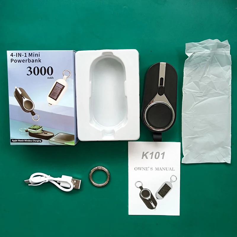 JayoWade Small Mini Portable Solar Power Bank 3000mah Smart Watch Keychain Powerbank Charger Wireless Key chain Battery
