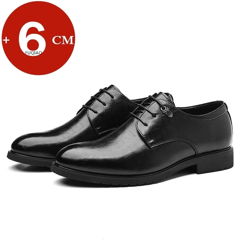 

Мужские деловые модельные туфли на плоской подошве/6 см, формальные оксфорды из мягкой кожи, увеличивающие рост, удобные свадебные рабочие туфли для мужчин