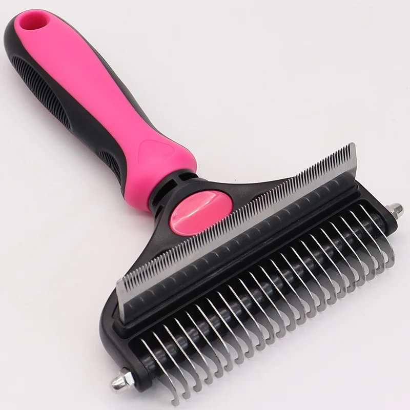 Professional Pet Deshedding Brush 2 Sided Dematting Dog Comb Cat Brush Rake Puppy Grooming Tools Undercoat Shedding Flying Hair