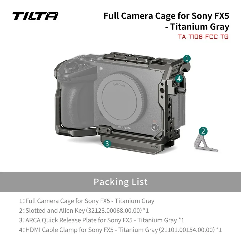 TILTA FX5 Camera Cage for Sony FX 5 Full Camera Cage Pro Kit with Top Handle Xeno Side Handle PD V Mount Battery Plate TA-T108