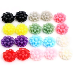 New Fashion 40pcs 12mm 11 Colors Flat Back Resin Flower Cabochons Cameo