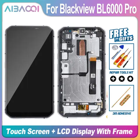 AiBaoQi Brand New 6.36 Inch For Blackview BL6000 Pro Touch Screen + LCD With Frame Assembly Replacement