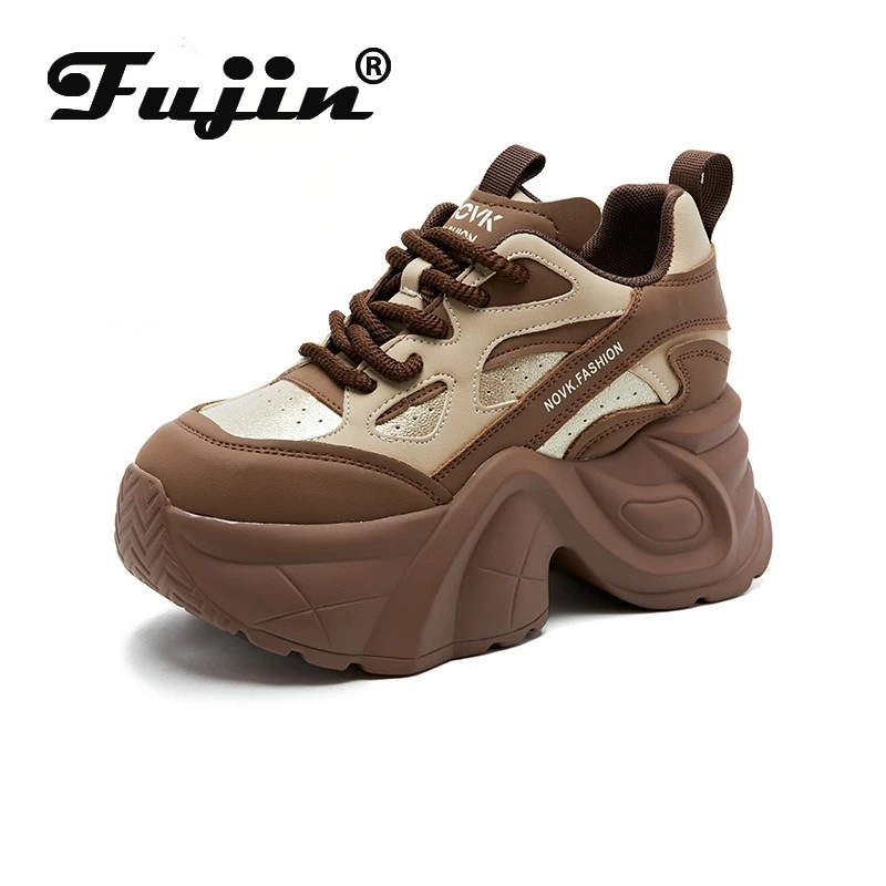 

Fujin 9cm Womens Elevated Platform Sneakers for 2025 Autumn Winter Fashion Chunky Dad Shoes Hidden Height Increase Walking Shoes