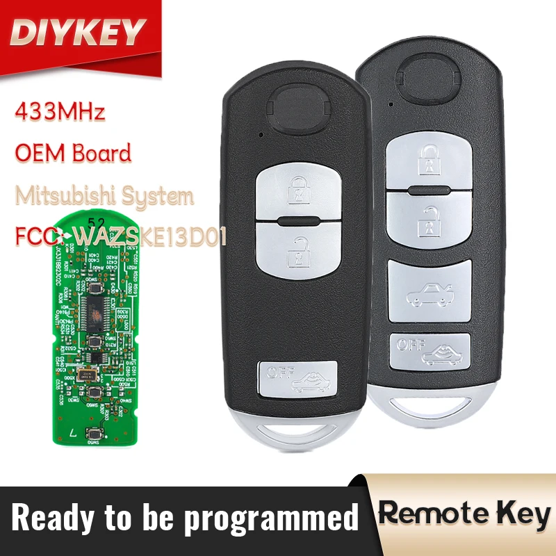 

DIYKEY OEM Board Keyless Smart Key Remote Fob for Mazda 3 CX-5 2013-2016 (Mitsubishi System) 433.92MHz 49 Chip WAZSKE13D01