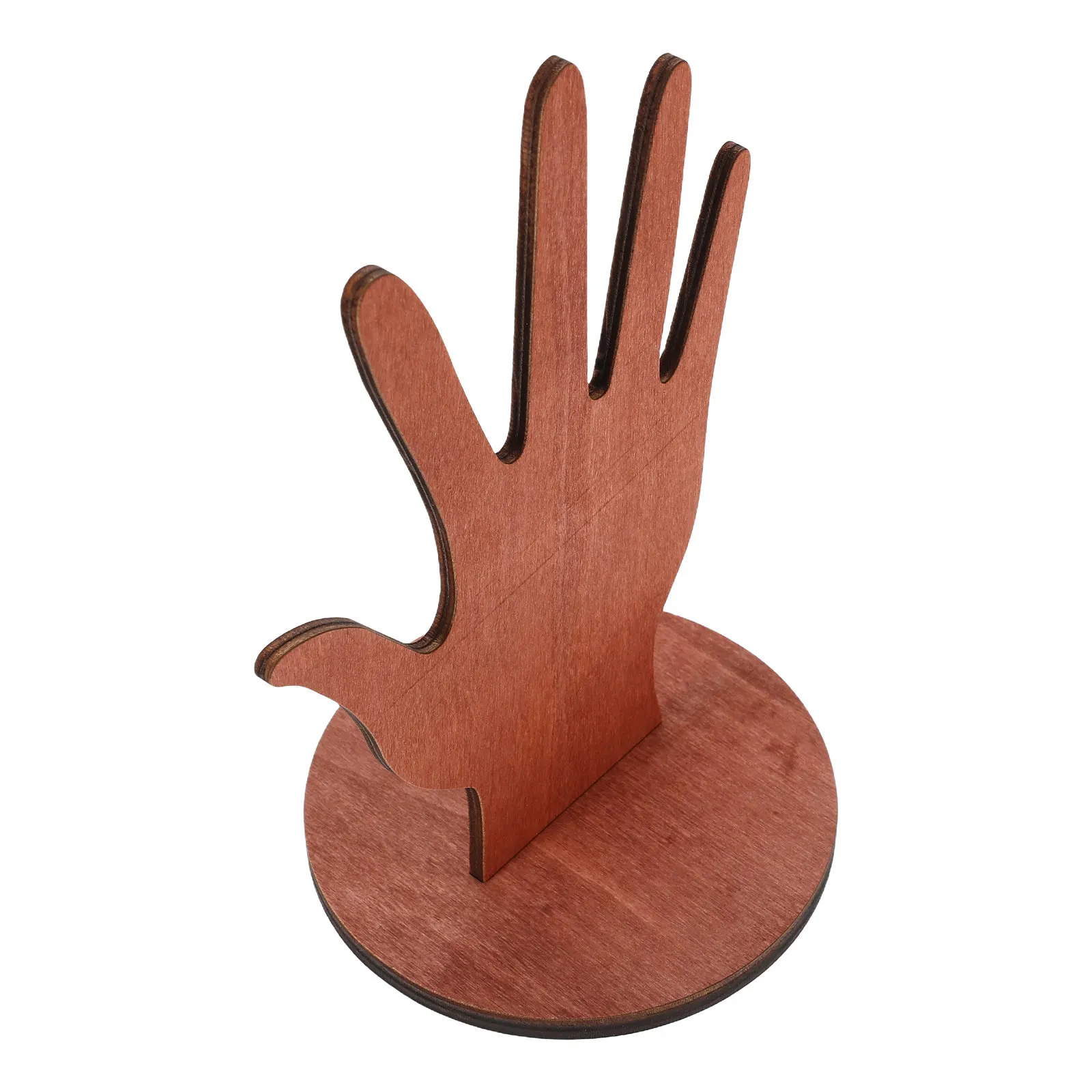 

Wooden Hand-Shaped Jewelry Holder Display Stand for Rings Bracelets Necklaces Desktop Decorative Organizer Space-Saving Artistic
