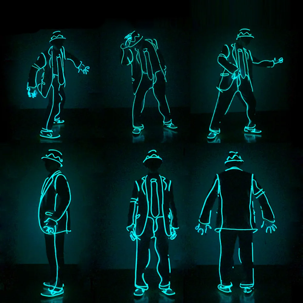 Traje de iluminación LED Flexible para escenario, accesorios de baile de DJ, ropa de neón luminosa para espectáculo